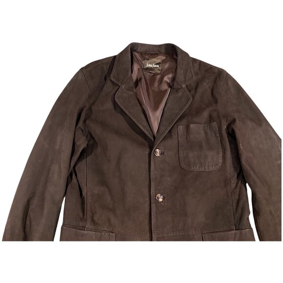 Neiman Markus Jacket Mens M Leather Suede Cafe Blazer Gentleman Academia Dandy - Picture 11 of 16